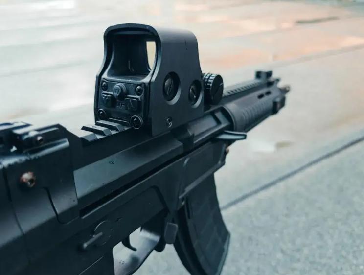 Rifle with holographic sight