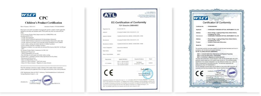 Foreseen certifications
