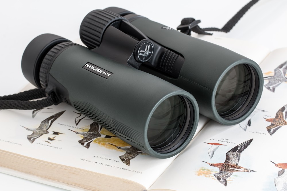 Roof‑prism binoculars usually have straight barrels and a narrow profile