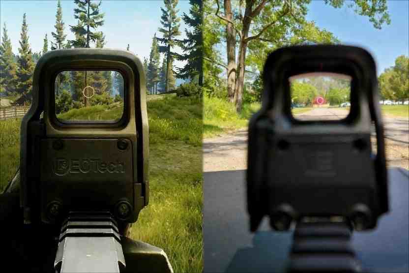 Shoot with a holographic scope