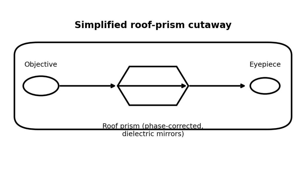 Roof prism cutaway