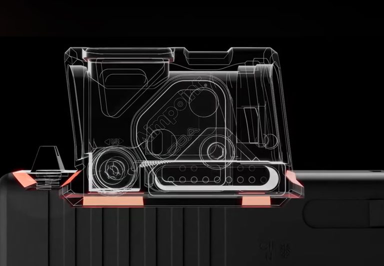 The structure of the red dot on a pistol