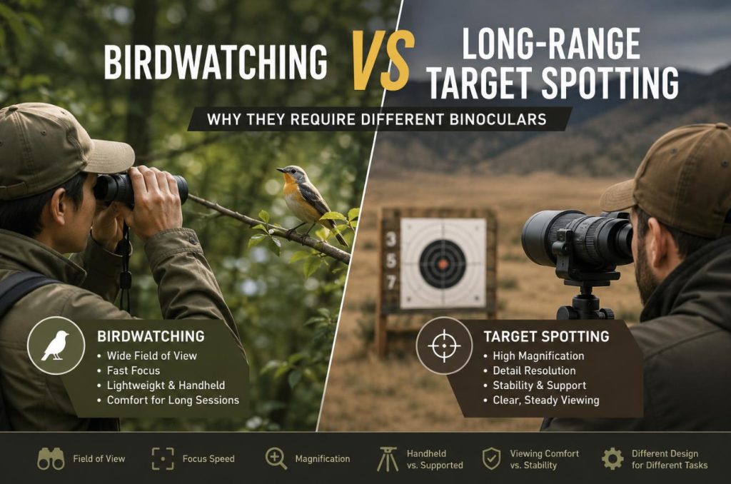 Birdwatching vs Long-Range Target Spotting binocular