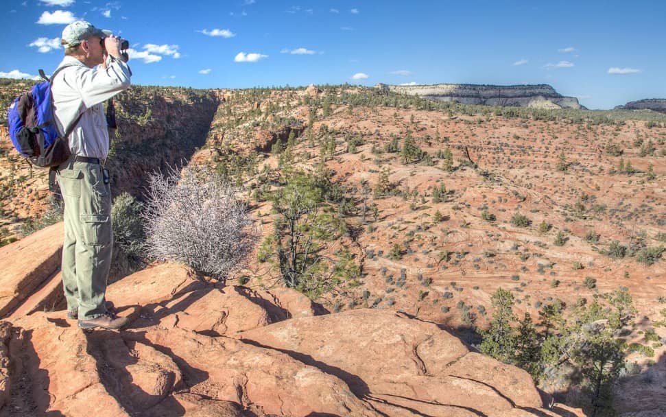 Outdoor hiking with lightweight and compact binoculars