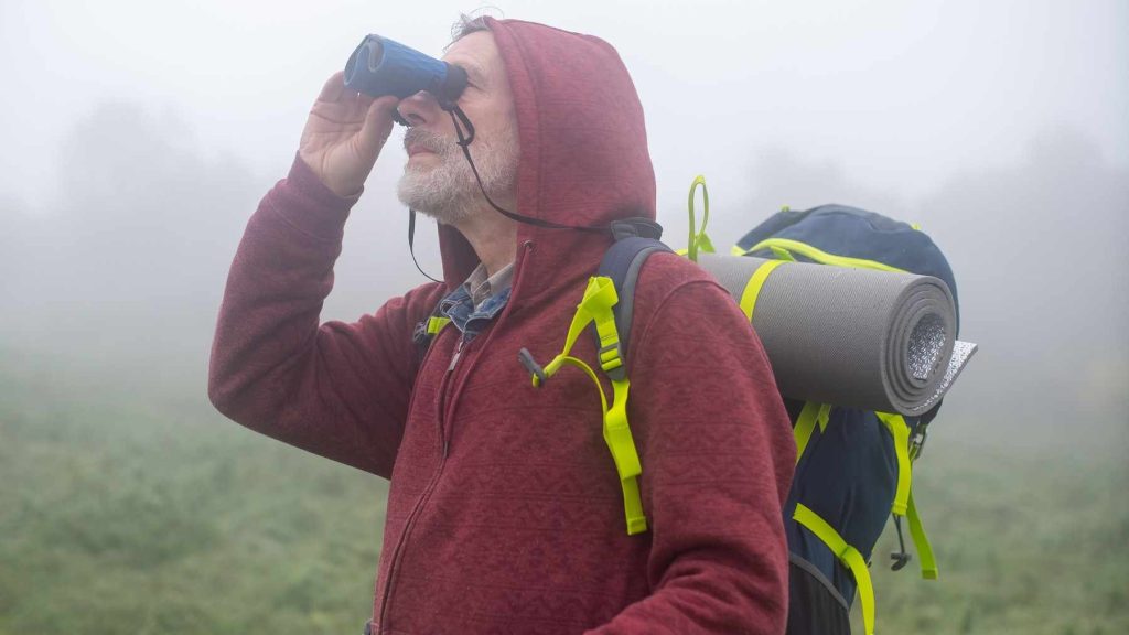 Using binoculars outdoors