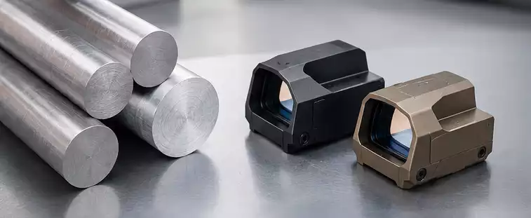 Aluminum materials and red dot sight housings for optical equipment