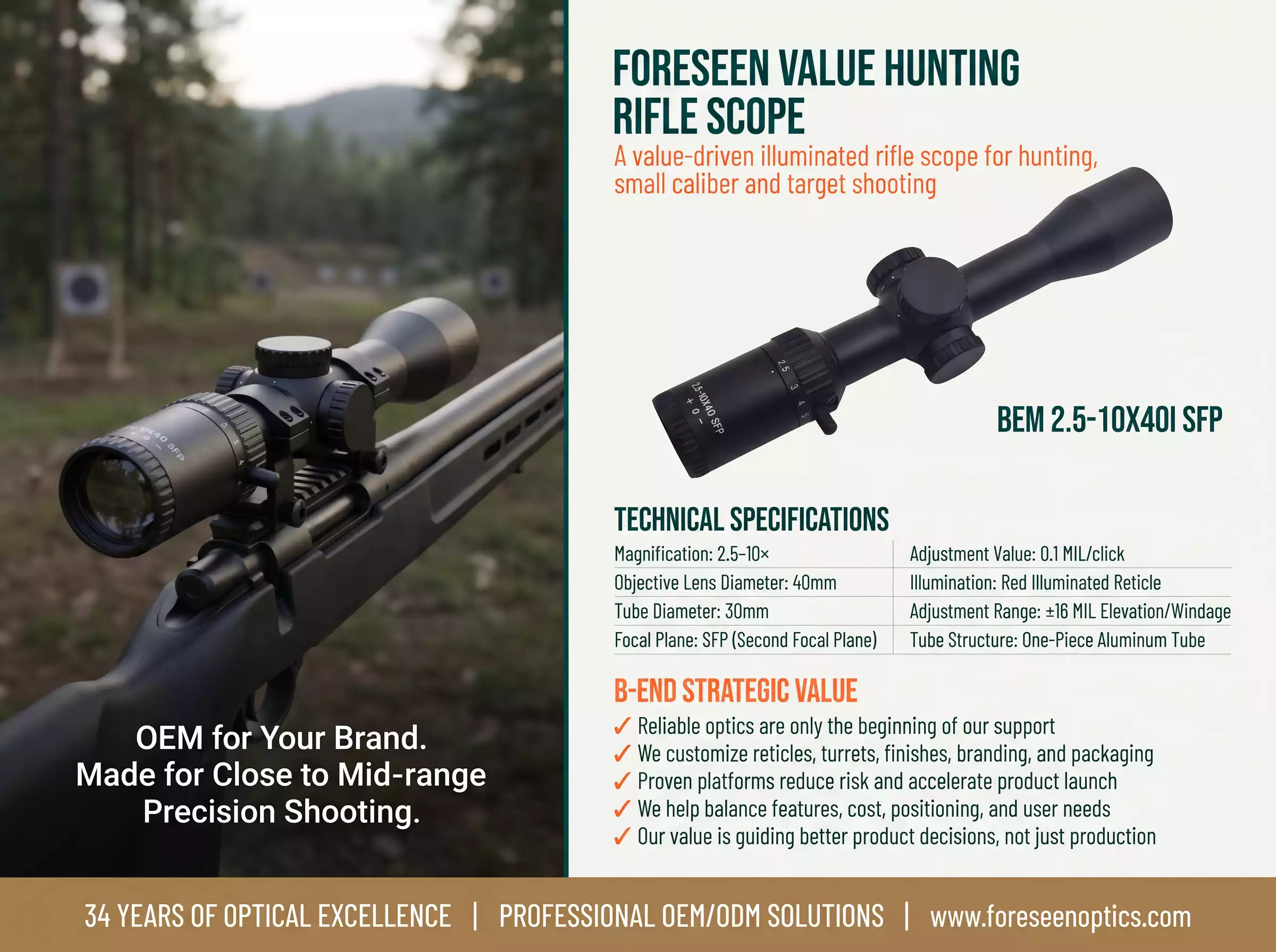 General & Mid-Range Hunting Scopes BEM2.5-10X401 SFP