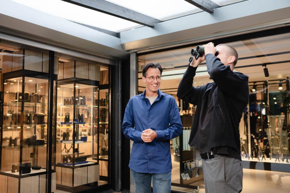 Physical stores let customers try binoculars