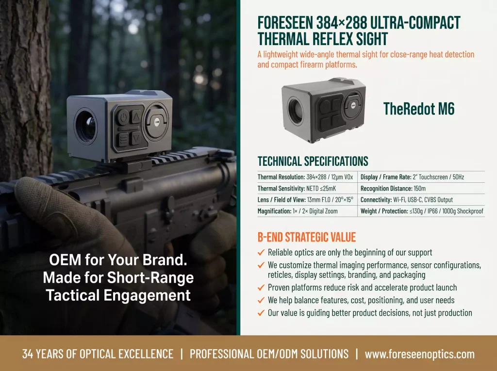 Thermal Red Dot Sights | 256x192 and 384x288 Compact Thermal Sights with 9mm and 13mm Lenses, 50Hz Imaging and WiFi TheRedot M6