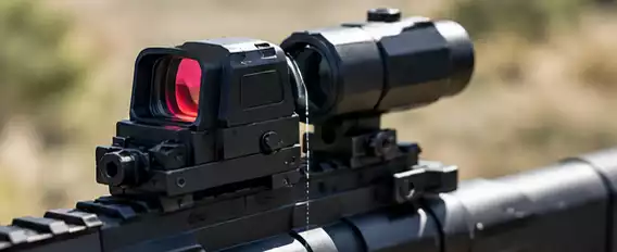 Red dot sight and magnifying glass visual inspection